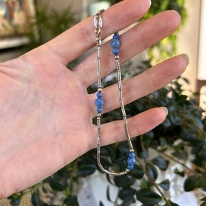 Vintage Carolyn Pollack Sterling Silver and Lapis Lazuli Anklet